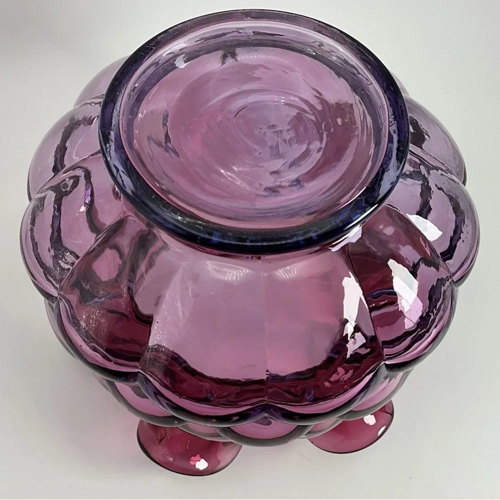 Fenton Mulberry Jacqueline Art Glass Vase Ruffled Rose Bowl Fish Scale Pattern